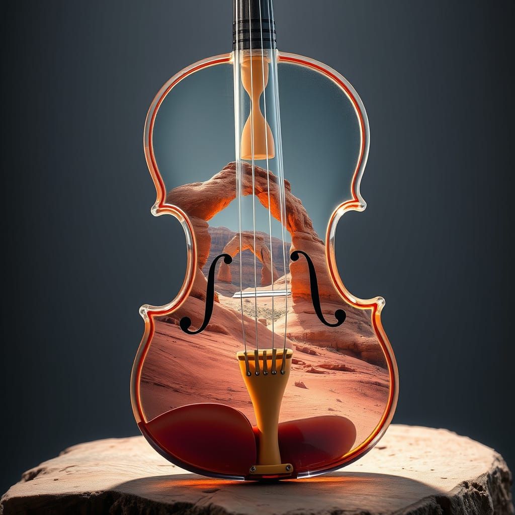 Glass Violin with Delicate Arch in Dreamy Style