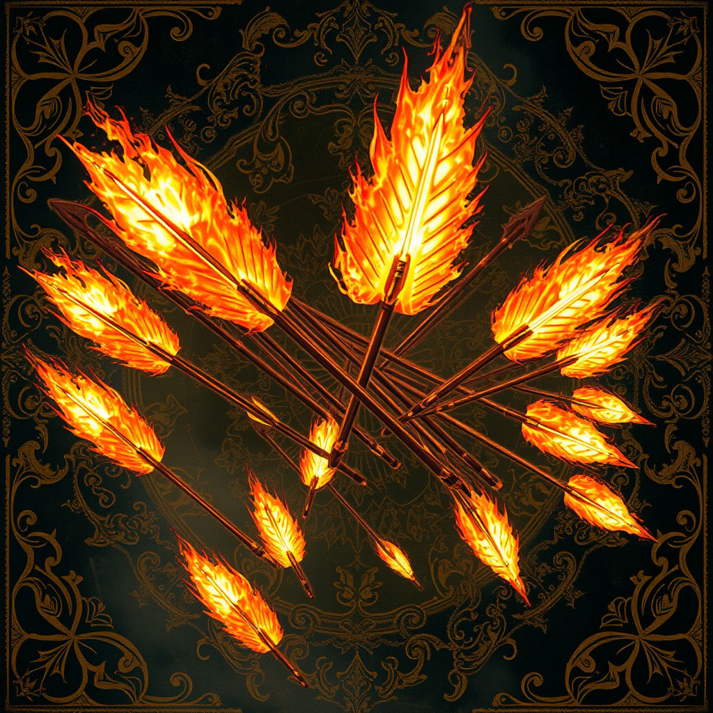 Flaming Arrows Soar in Dark Fantasy Style
