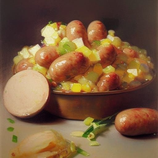 Contest-Winning Sausage and Potato Salad Illustration