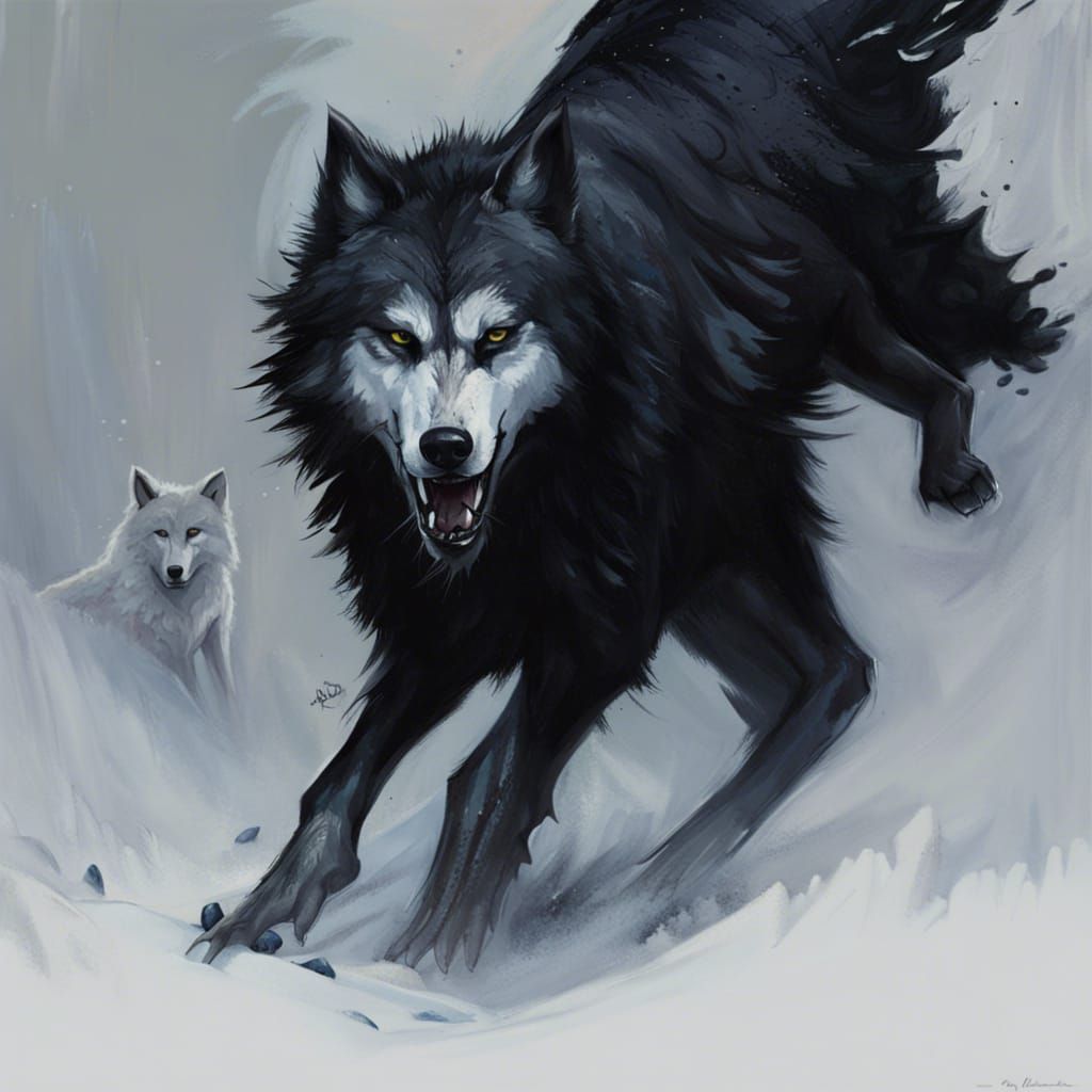 Sinister White Wolf vs Black Wolf Fight