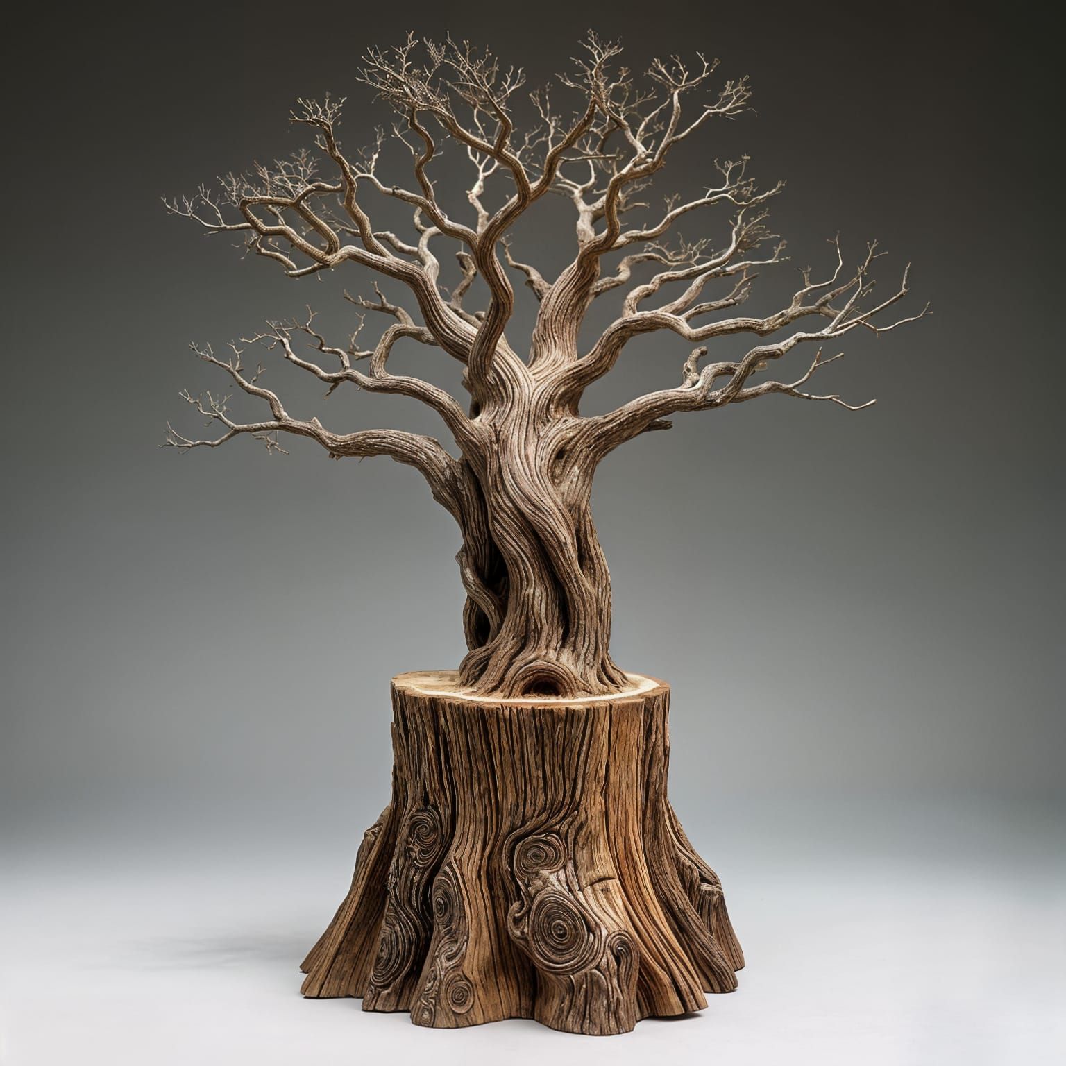 Hyperrealistic Tree Carving from Wood Stump