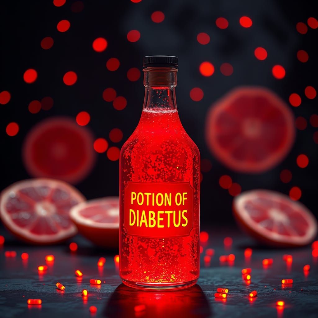 Synthwave Potion of Diabetus with Neon Lights