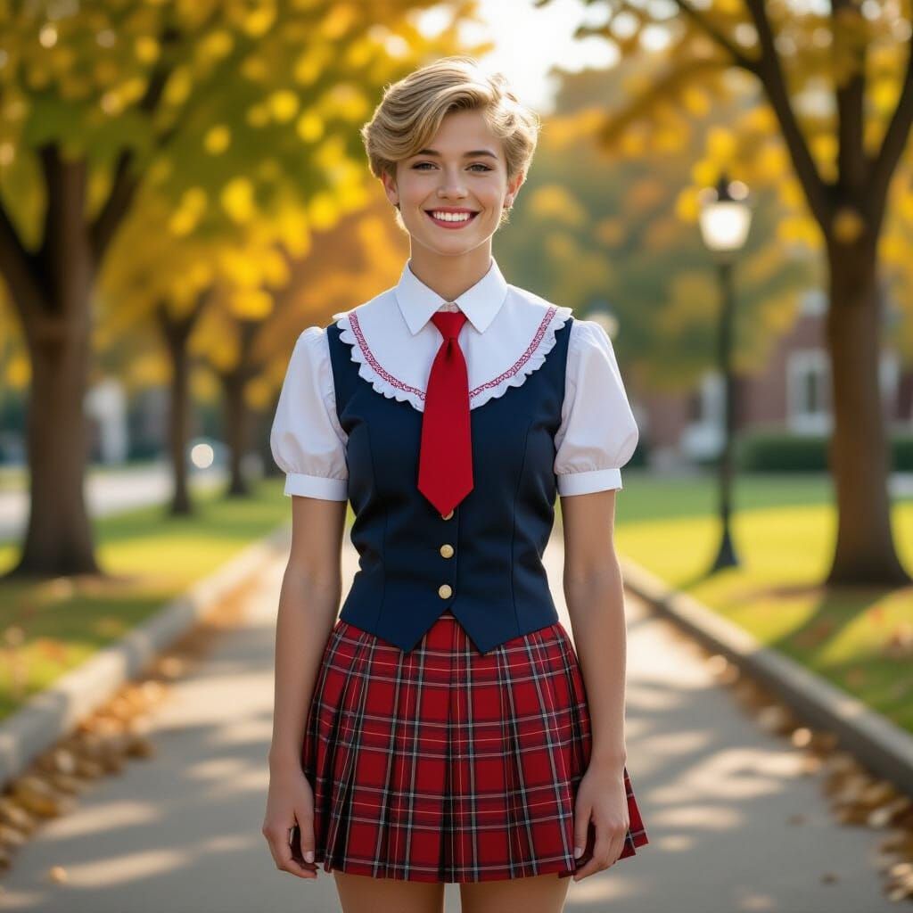 Crossdressing Teen in Schoolgirl Uniform: Digital Matte Pain...