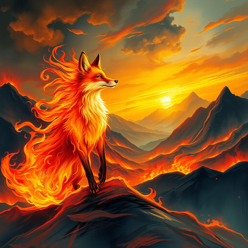 Fiery Fox in a Blazing Landscape