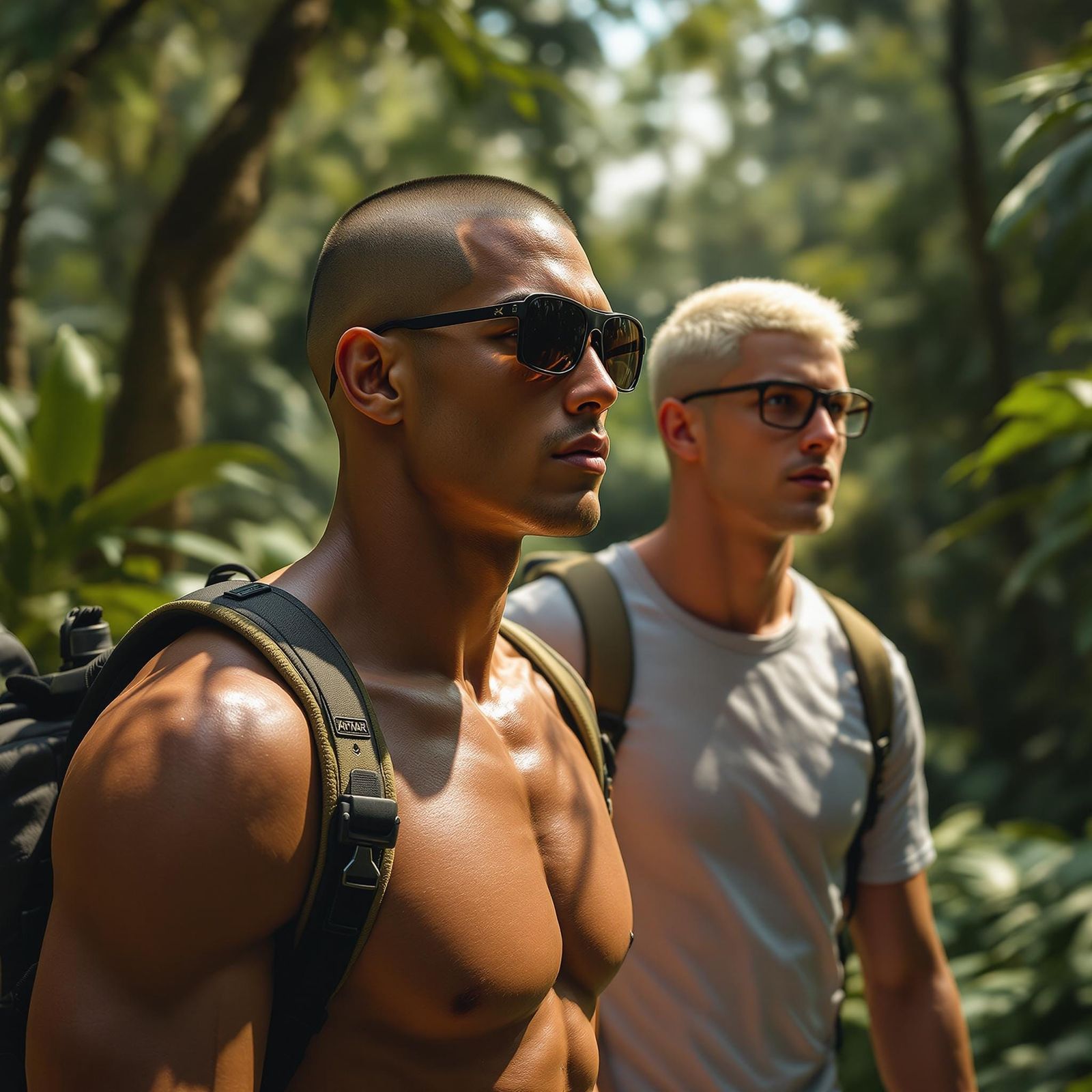 Amazon Hike: Hyperrealistic Cinematic Anime-Inspired Image