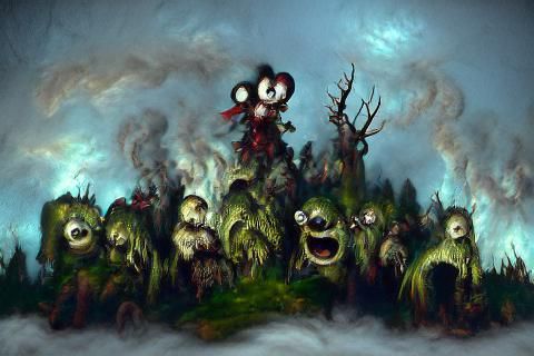 Creepy Zombie Forest Nightmare, Digital Horror Painting