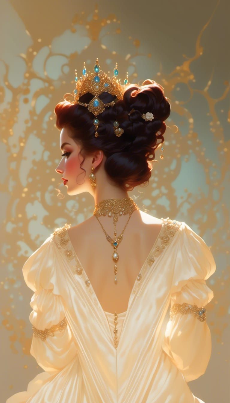 Pearl-Adorned Rococo Lady: Hyperdetailed Concept Art