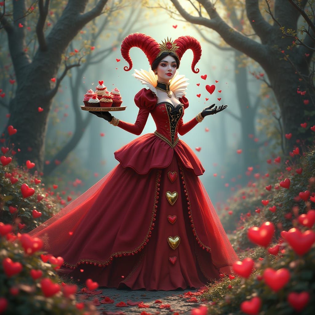 The Queen of Hearts Radiates Kindness in Whimsical Wonderlan...