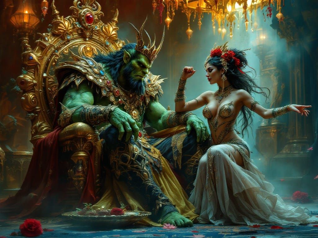 Cyberpunk King Watches Enchanted Gypsy Dancer