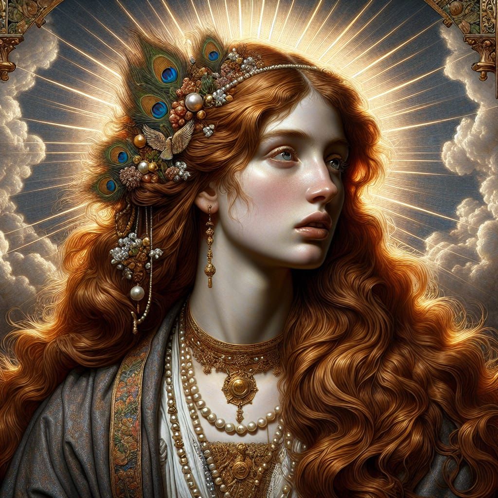 Ginger Haired Woman in Pre-Raphaelite Style