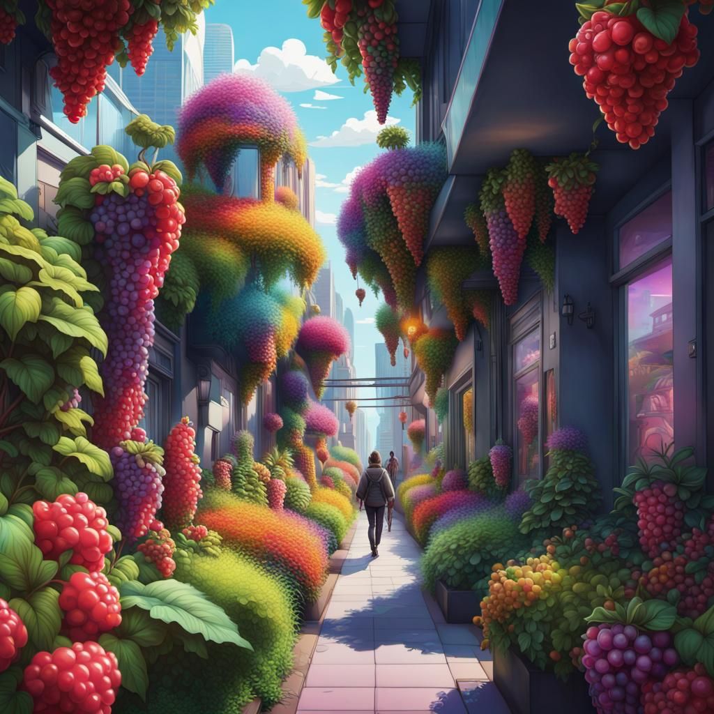 Berriespunk Garden in a Modern City, Candy Art