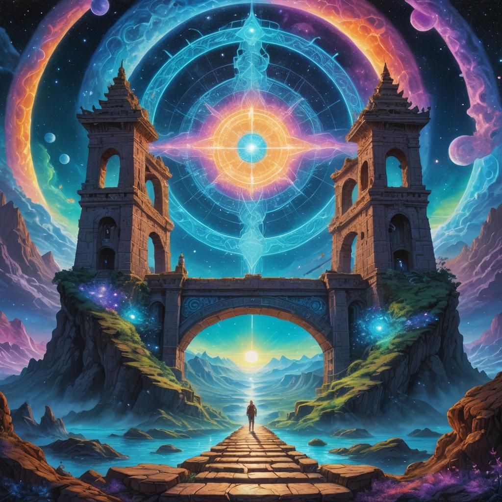 Interdimensional Energy Bridge in Phosphorescent Astral Illu...
