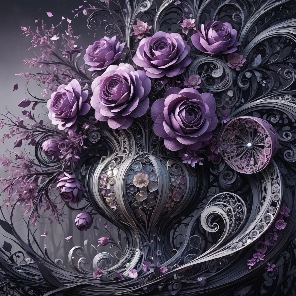 Eerie Flowers in Dark Forest: Low-Poly Art