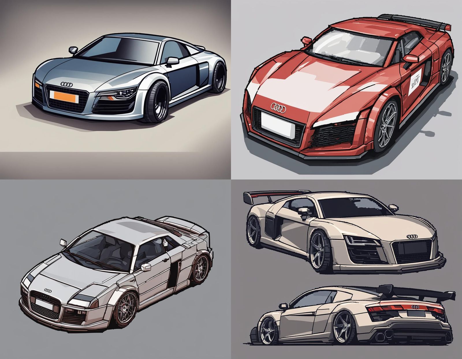 Pixel Art Audi Quattro Inspired Sports Car