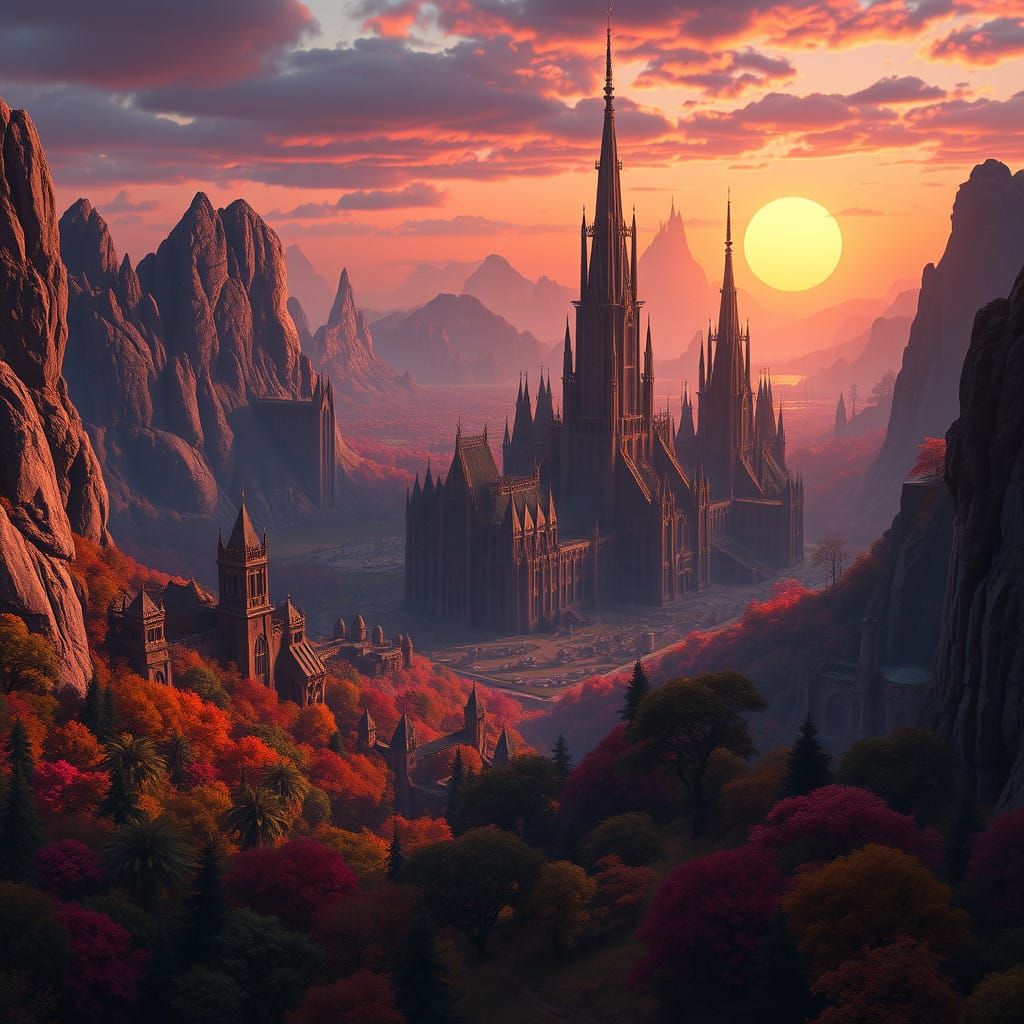 Ethereal City of Wonder in Vibrant Forest