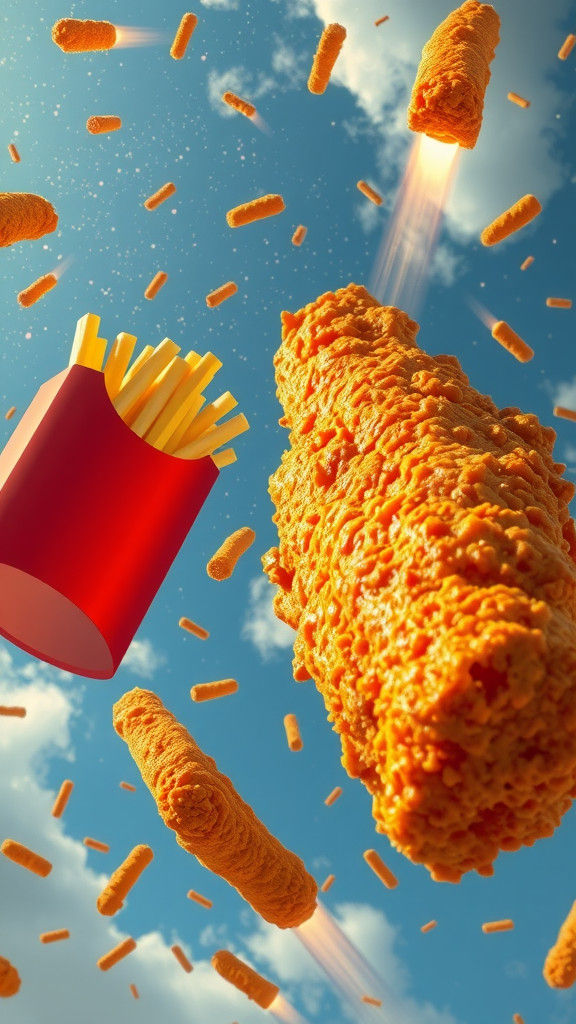 Giant Chicken Strips and Fries Rain From Sky