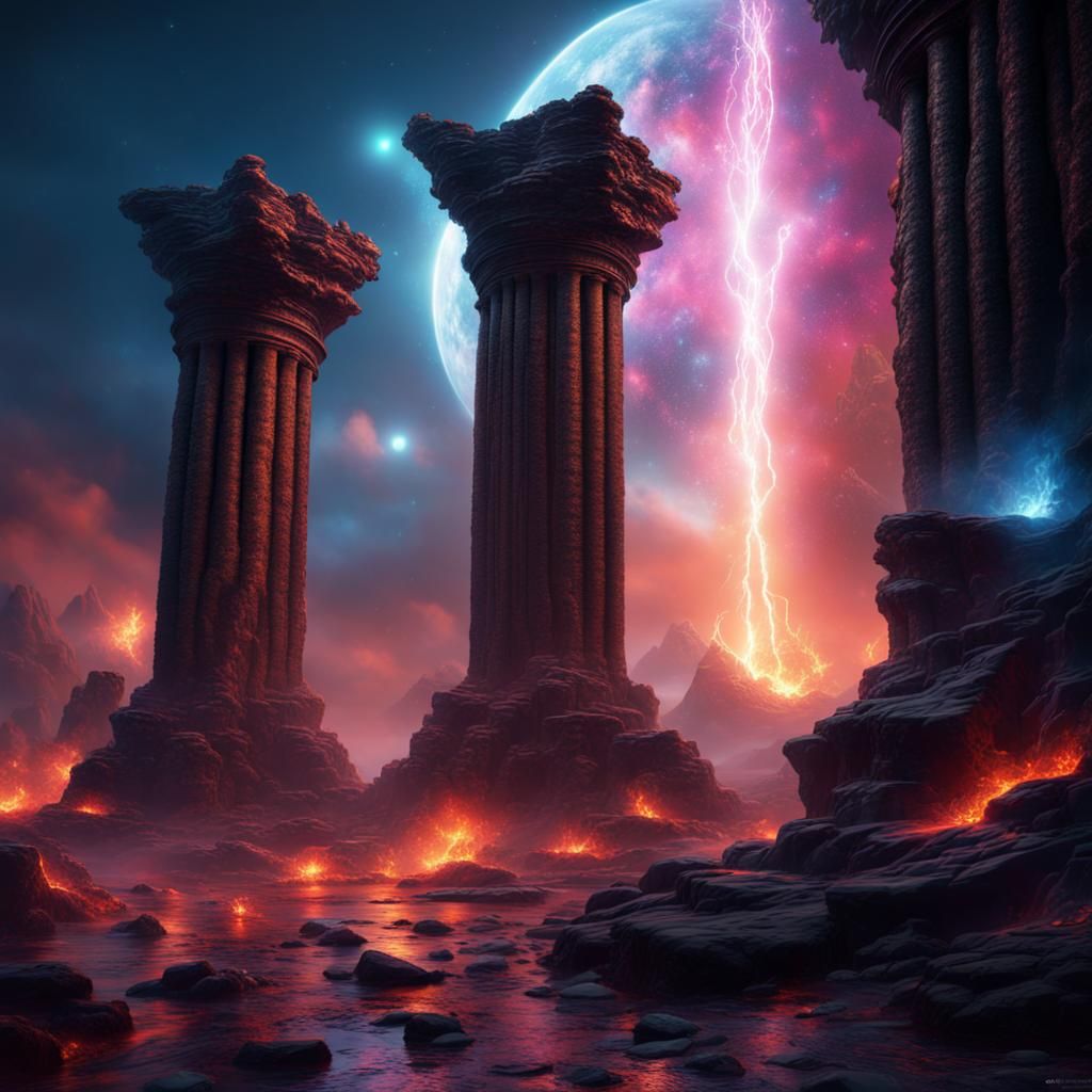 Cosmic Energy Erupting from Stone Pillars