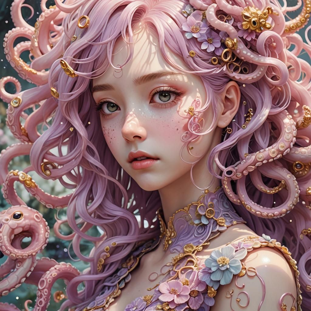 Dreamy Fantasy Girl in Pastel Purple Light