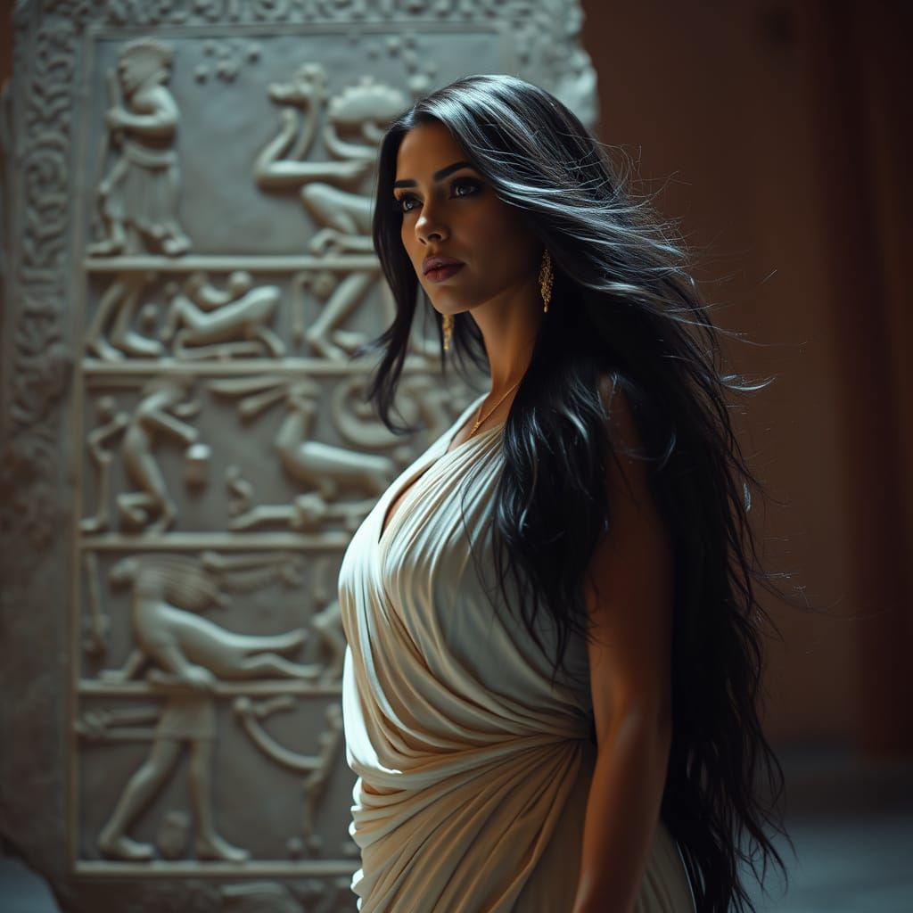 Ethereal Sumerian Priestess in the British Museum