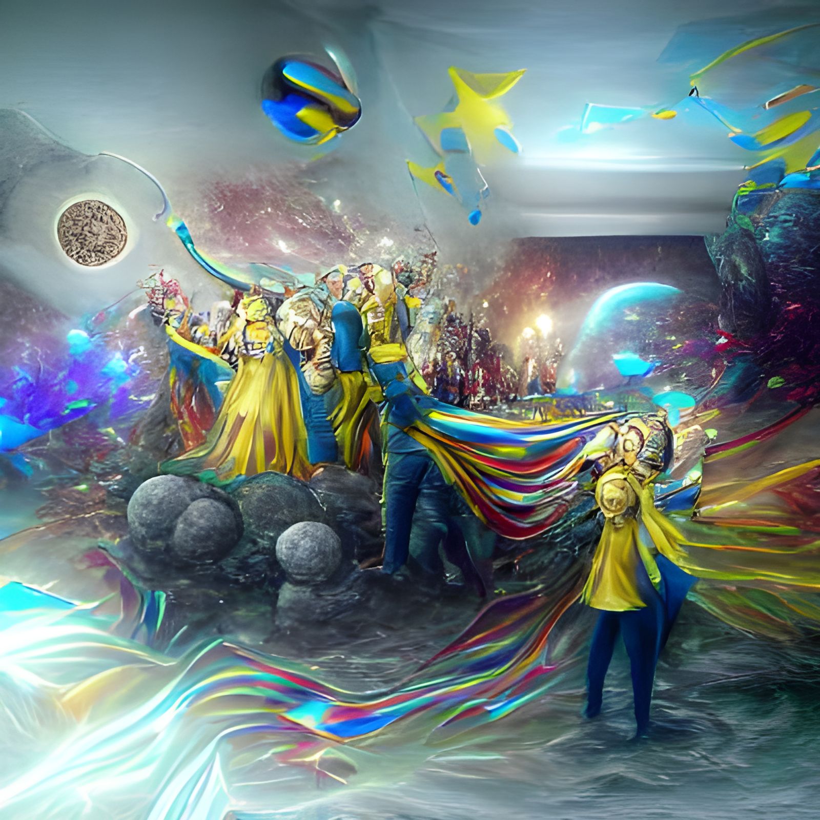Ukrainian Victory Celebration: Cosmic Holographic Illustrati...