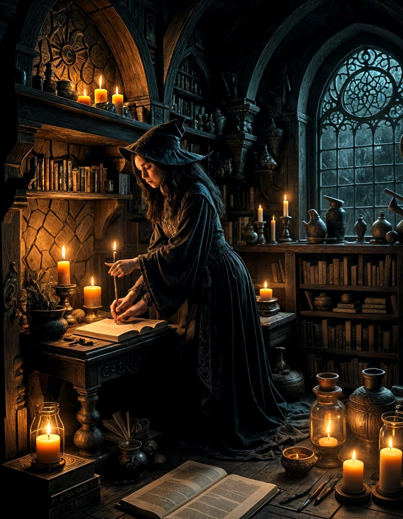 The Witch's Sanctum: Cozy Arcane Lair with Glowing Potions