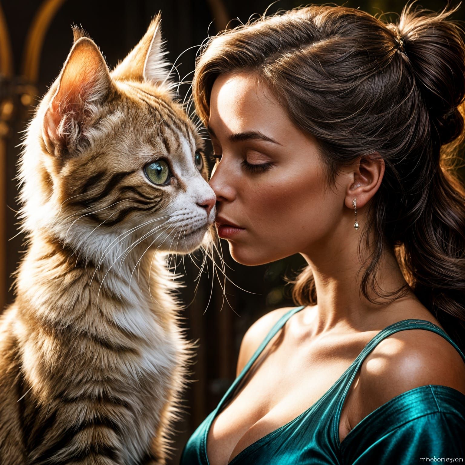 Kissing Kittens in Chiaroscuro Style