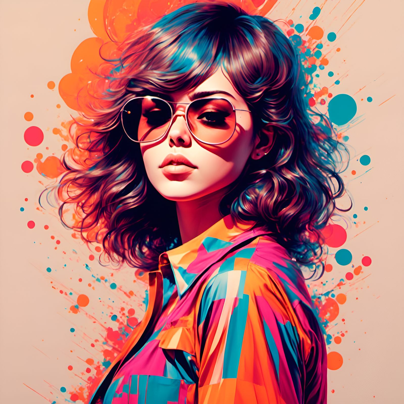 Gorgeous Woman in 70s Pop Art Illustration