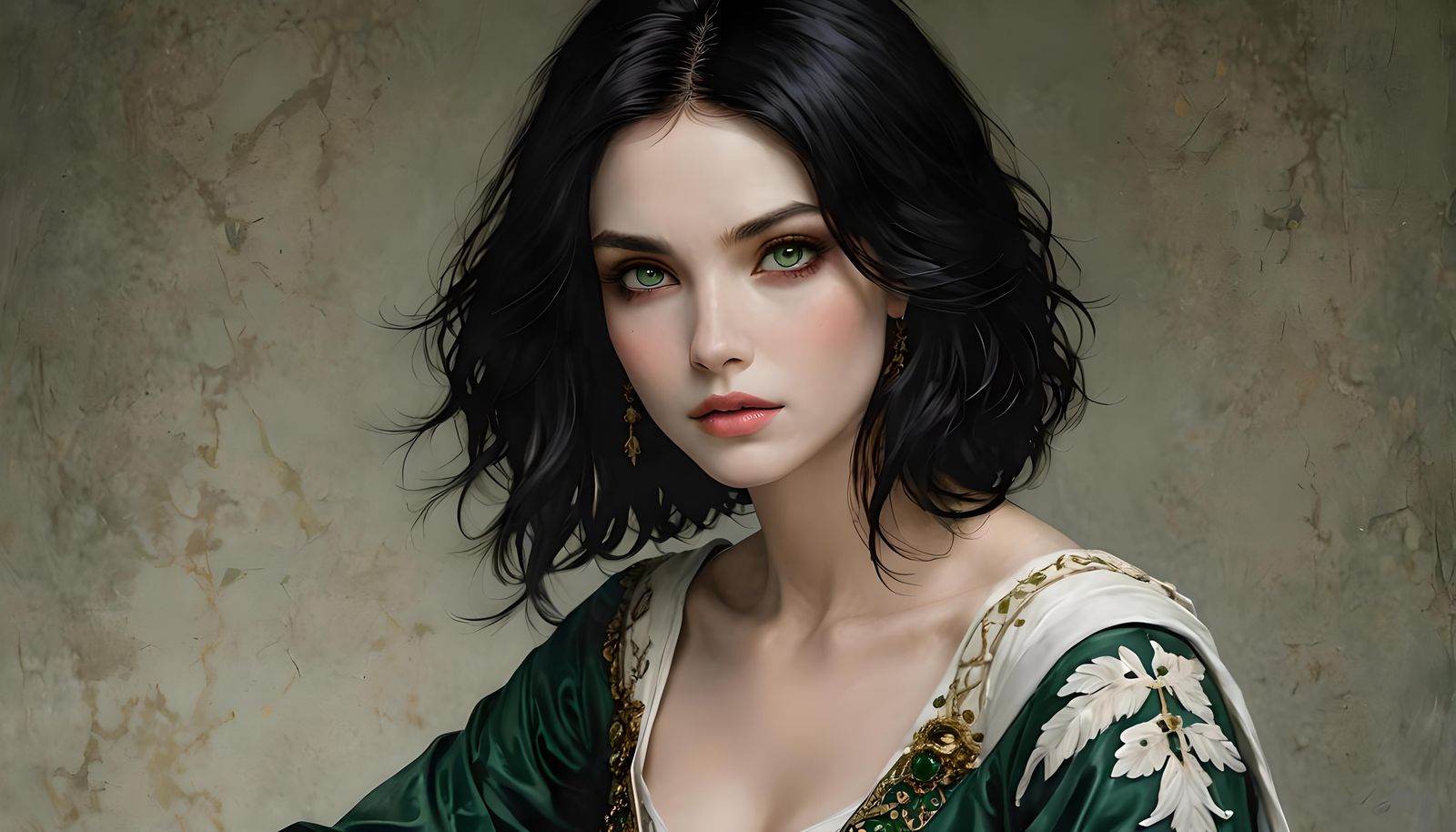 Portrait of a Beautiful Woman with Raven Hair