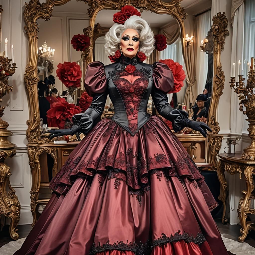 Extravagant Drag Queen in Satin Wonderland