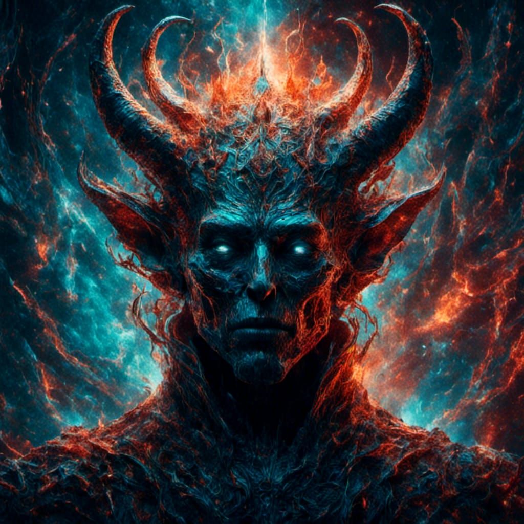 Human Devil: Holographic Astral Illustration