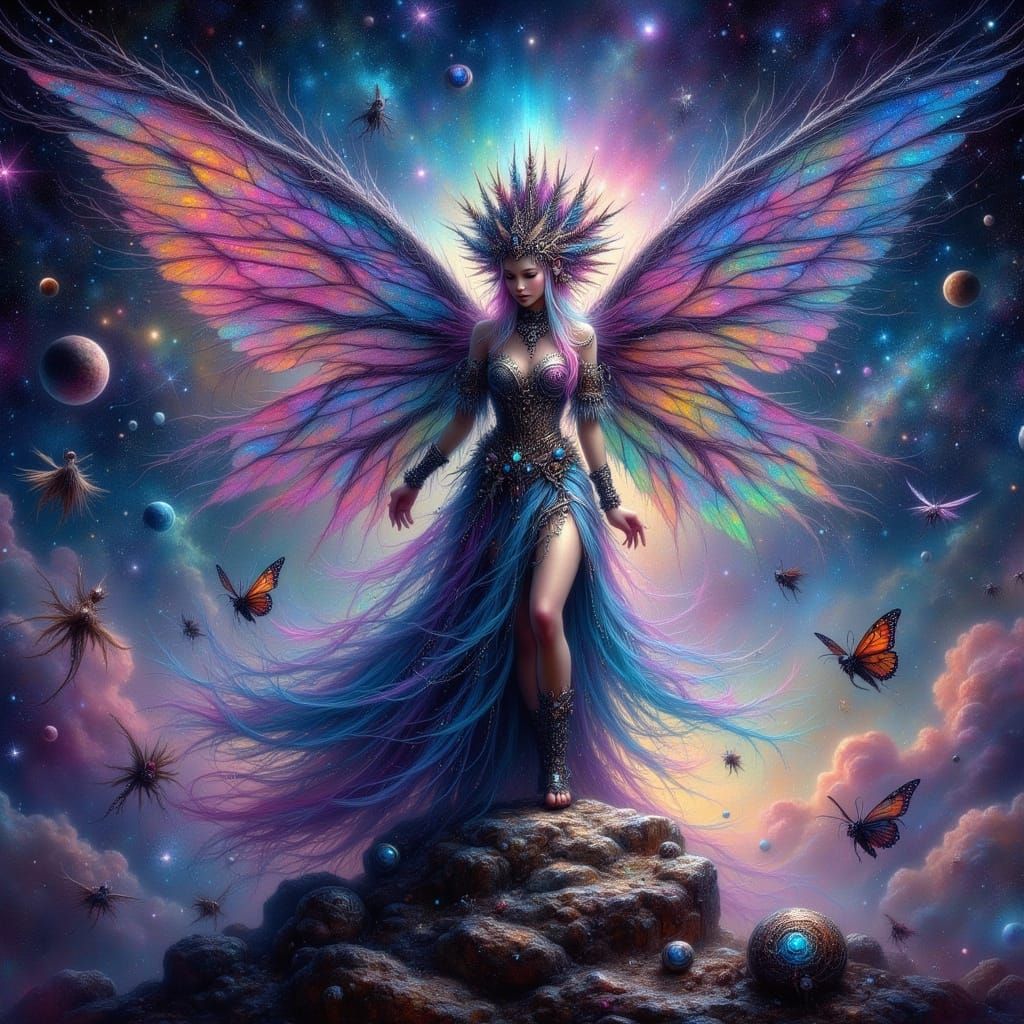 Celestial Goddess Amidst Nebula in Epic Mythological Style