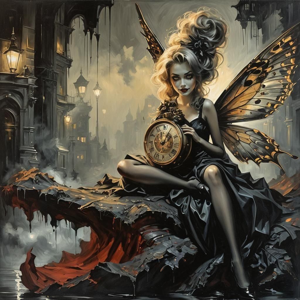 Noir Night Painting of Secrets and Danger