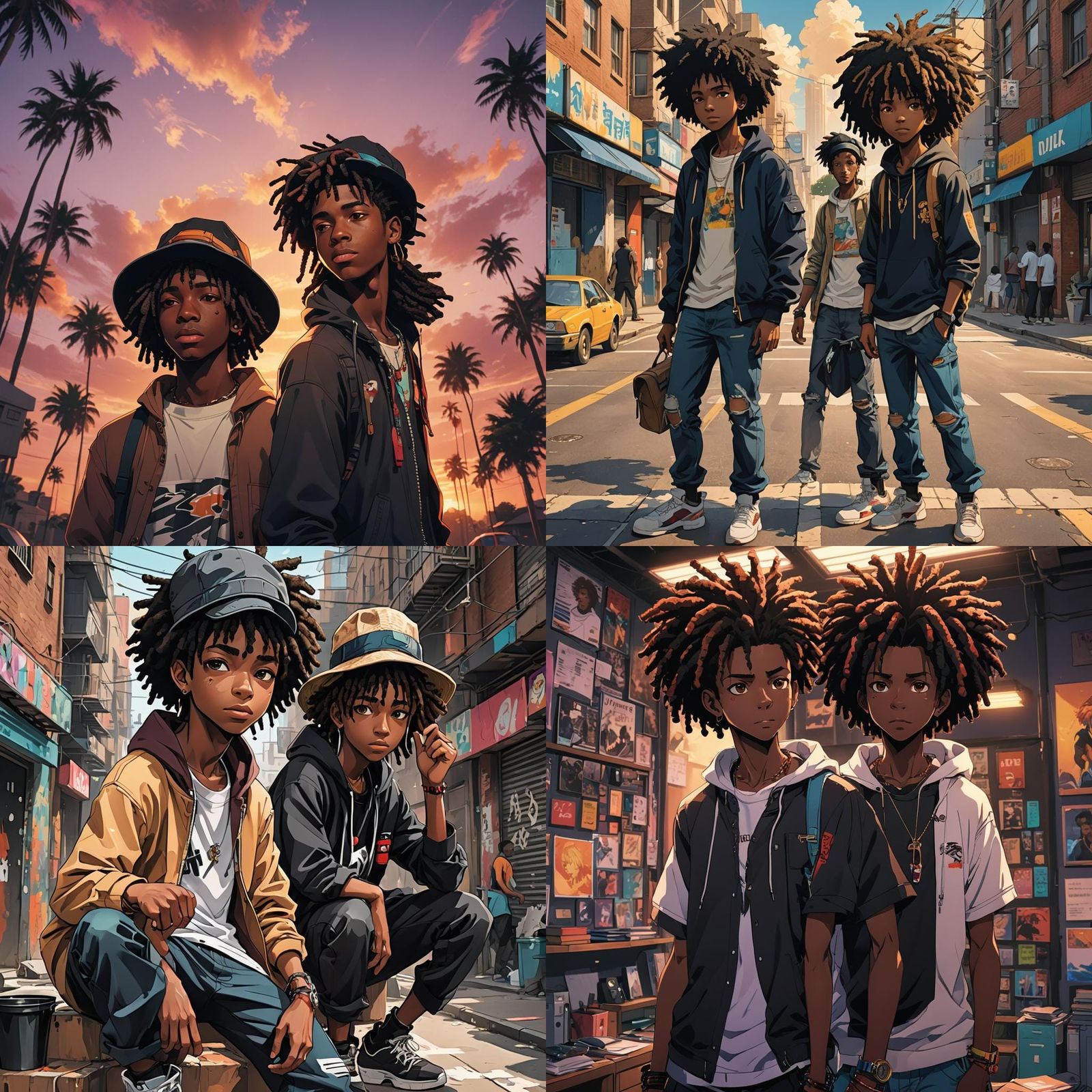 Teenage Boys in Anime Style Art