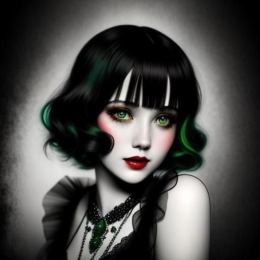 1920s Flapper in Speakeasy Charcoal Drawing