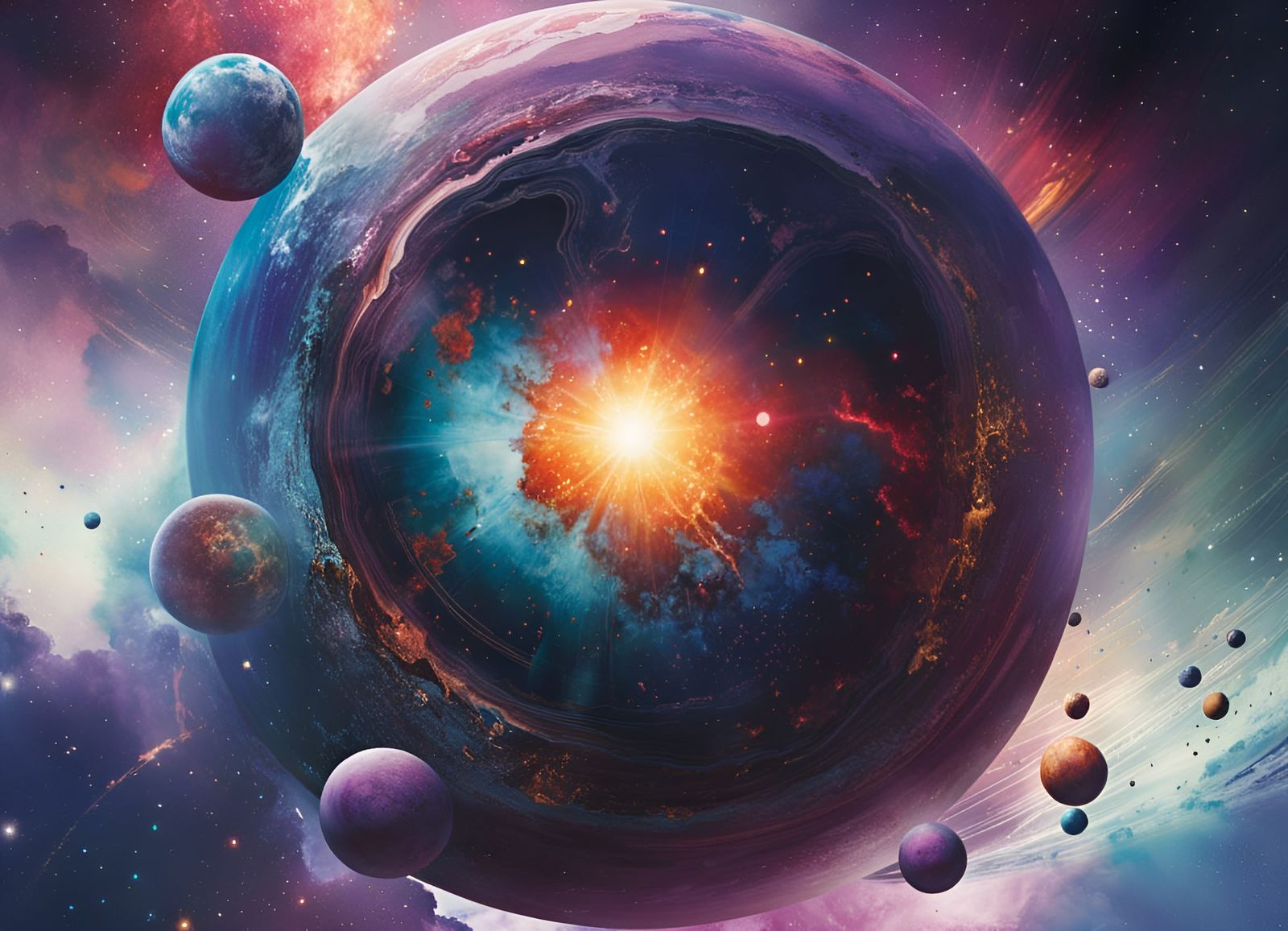 Epic Space Exploration in Watercolor Style