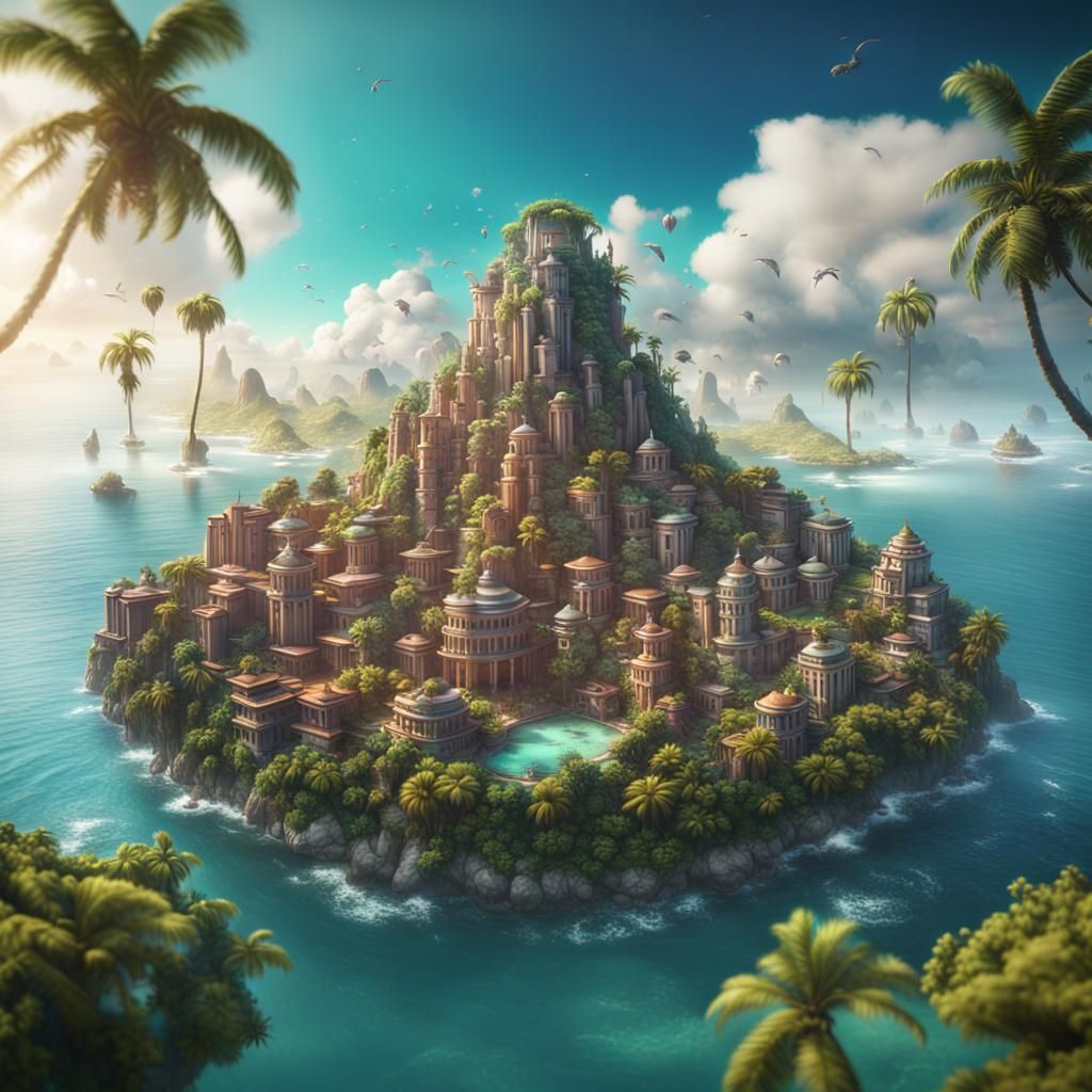 Floating Tropical City in Unreal Engine 5