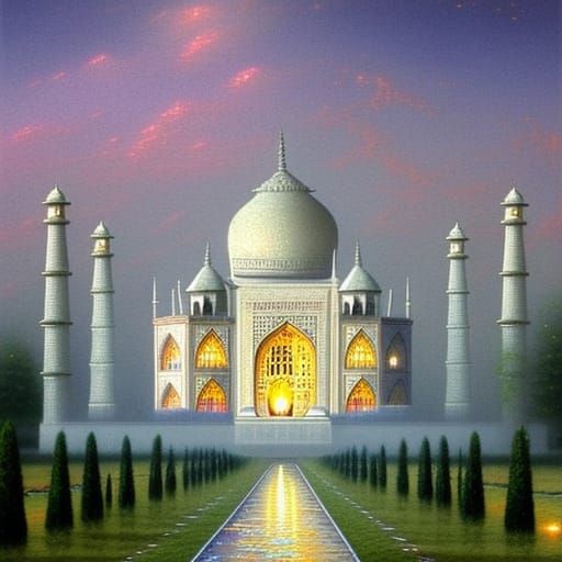 Ethereal Taj Mahal in Fantasy Landscape