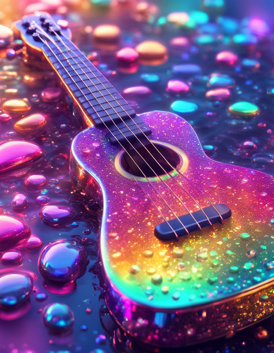 Glittery Iridescent Ukulele (Carienscreations's 🔠 🔠 🔠 ❓❓❓ 🔠 🔠 🔠 Challenge)