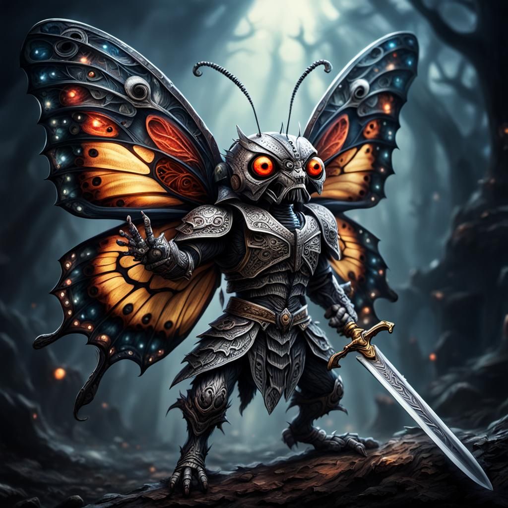 Demonic Butterfly Warrior in Cinematic Fantasy Art