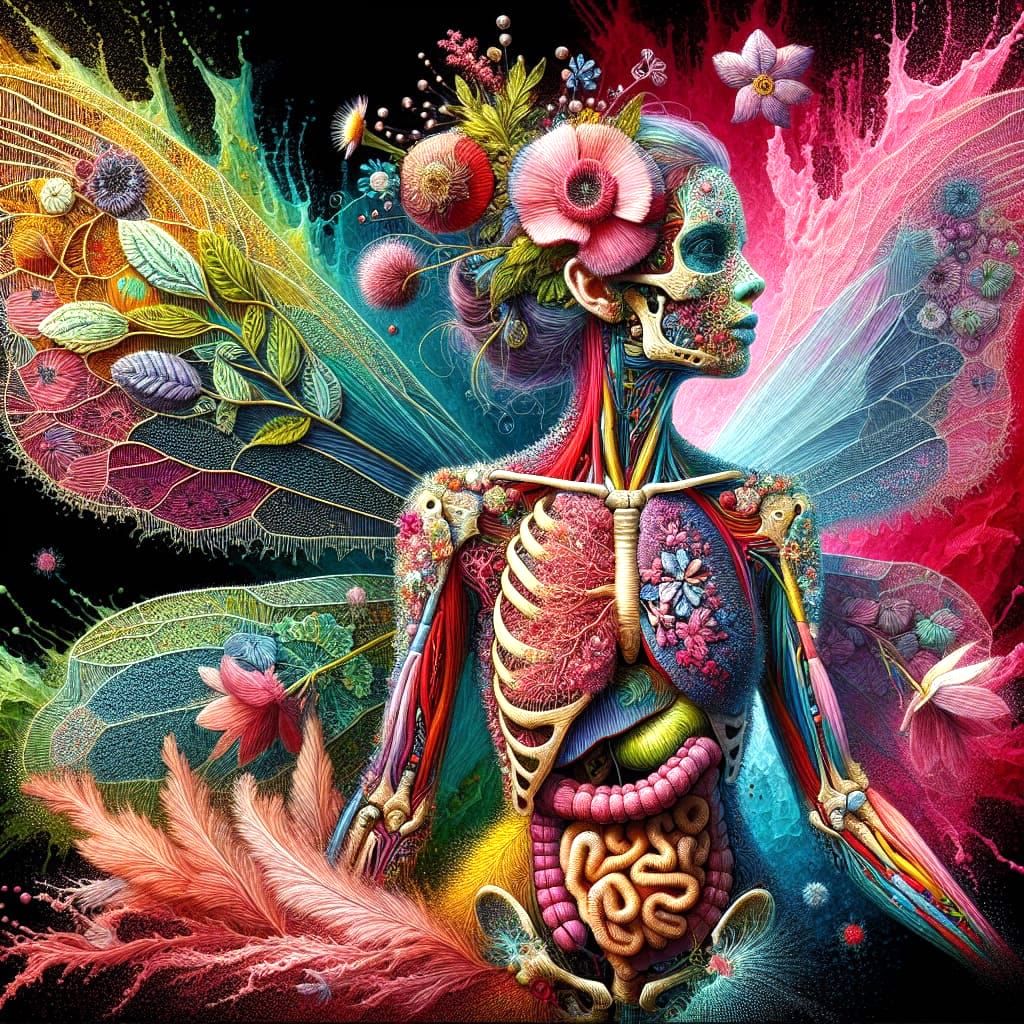 anatomical embroidery fairy