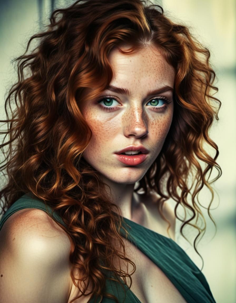 Hyperrealistic Portrait of a Ginger Female Model