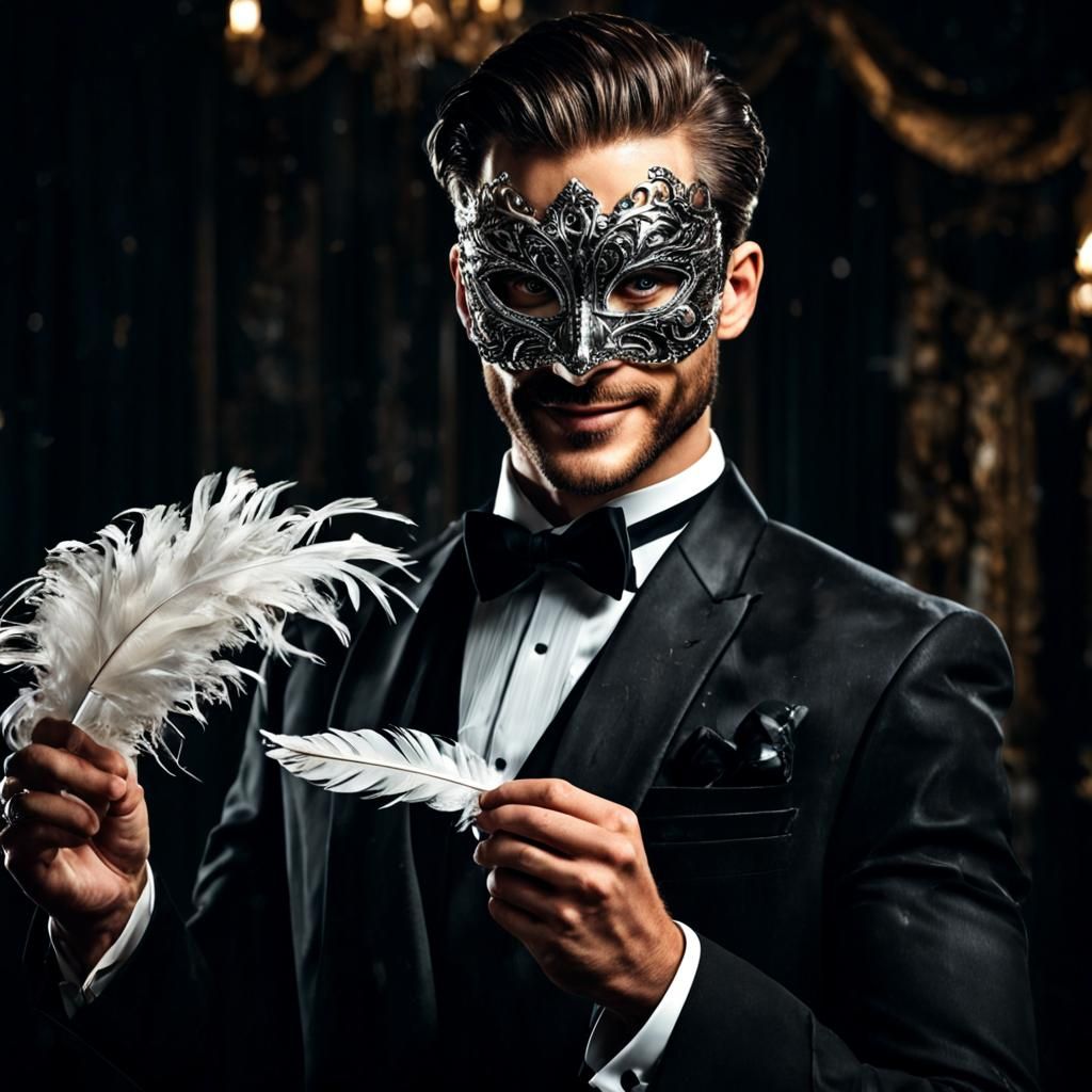 Masked Man in Tuxedo with an Evil Smile