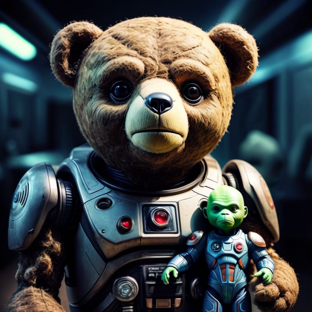 Detailed Portrait: Teddy Bear and Resident Alien