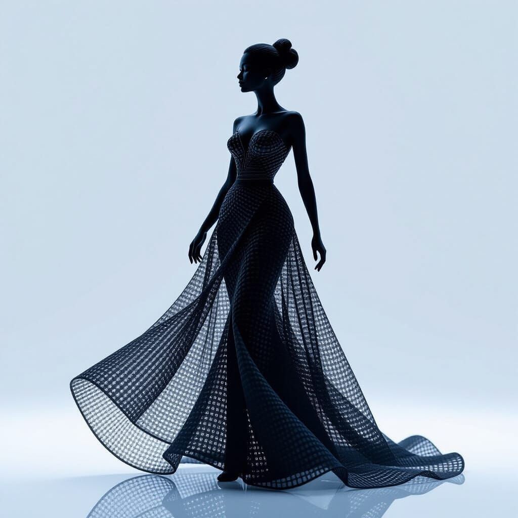 Stylish Lady Silhouette from Bright Kevlar Thread