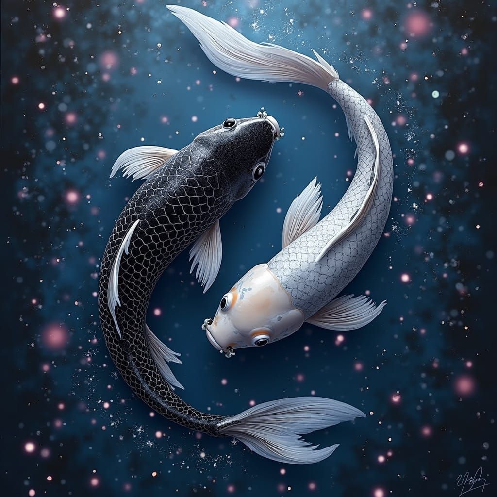 Mystical Koi Fish in Twilight Aquarium