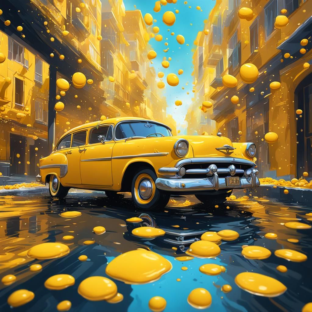 Hyperrealistic Cartoon Yellow Dream Afternoon