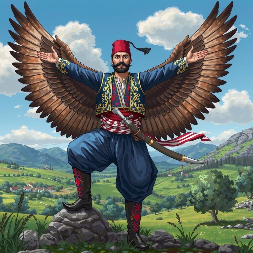 Turkish Zeybek in Majestic Aegean Landscape