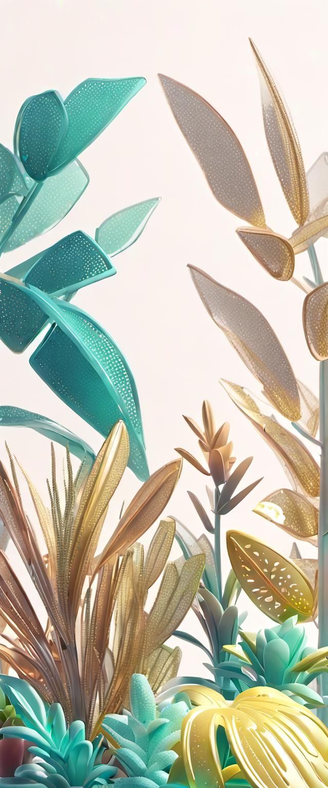 Bioluminescent 3D Plants in Pixel Art Style