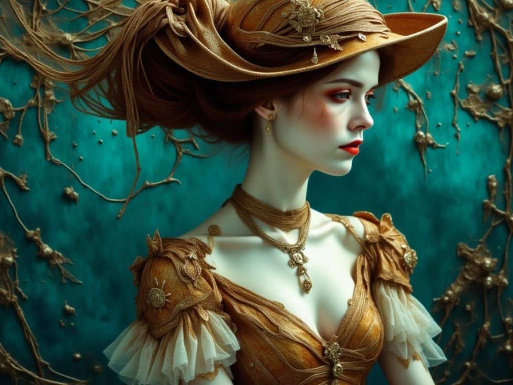 Elegant Woman Portrait with Art Nouveau Flair