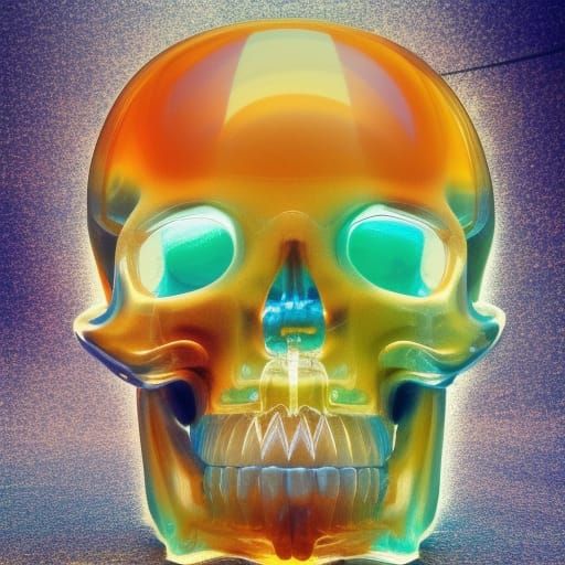 Crystal Skull Imparting Wisdom: Hyperrealistic Splash Art